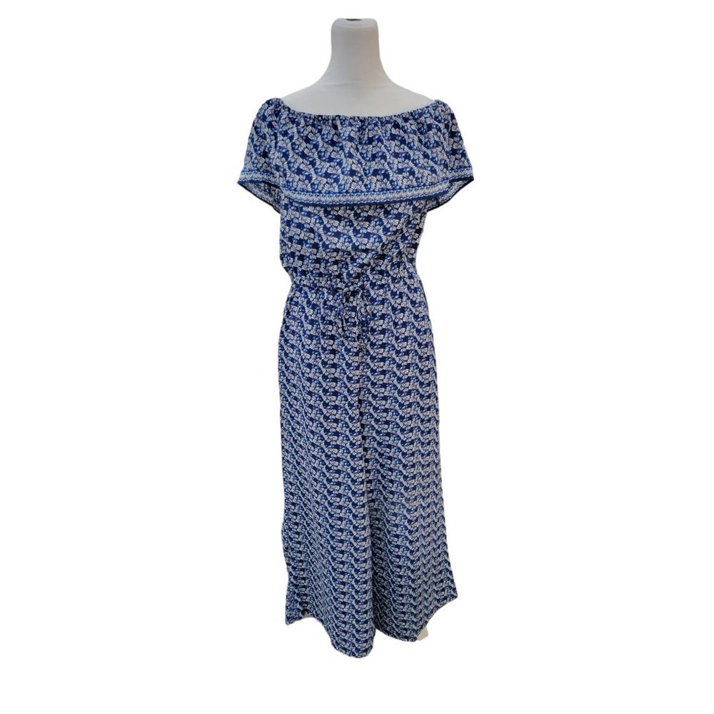 NEW Max Studio Crepe Off Shoulder‎ Wide Leg Palazzo Jumpsuit Wild Bud Small